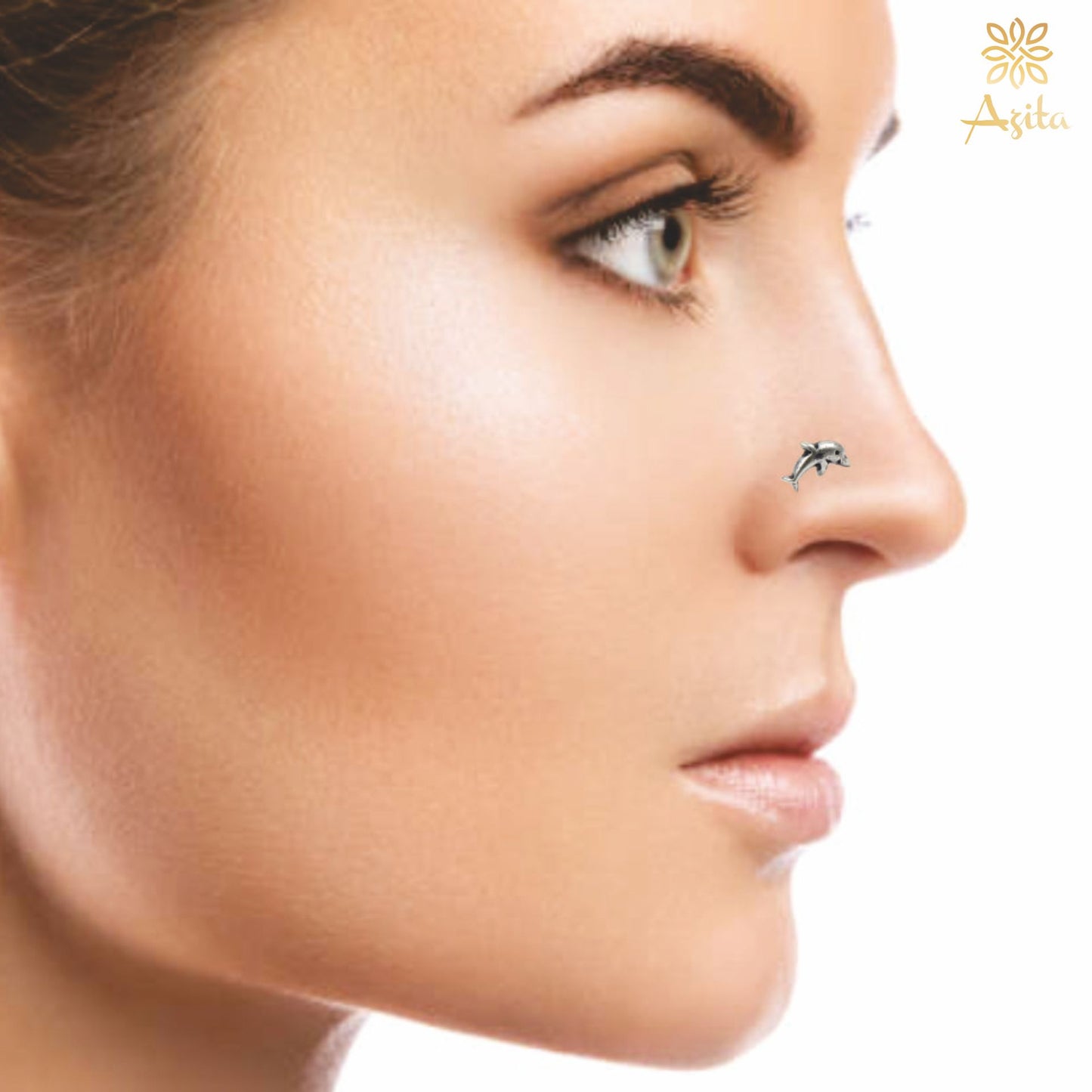 Azita 925 Sterling Silver Women Nose pins with Certificate of Authenticity and Hallmark. (Bohemian 1)