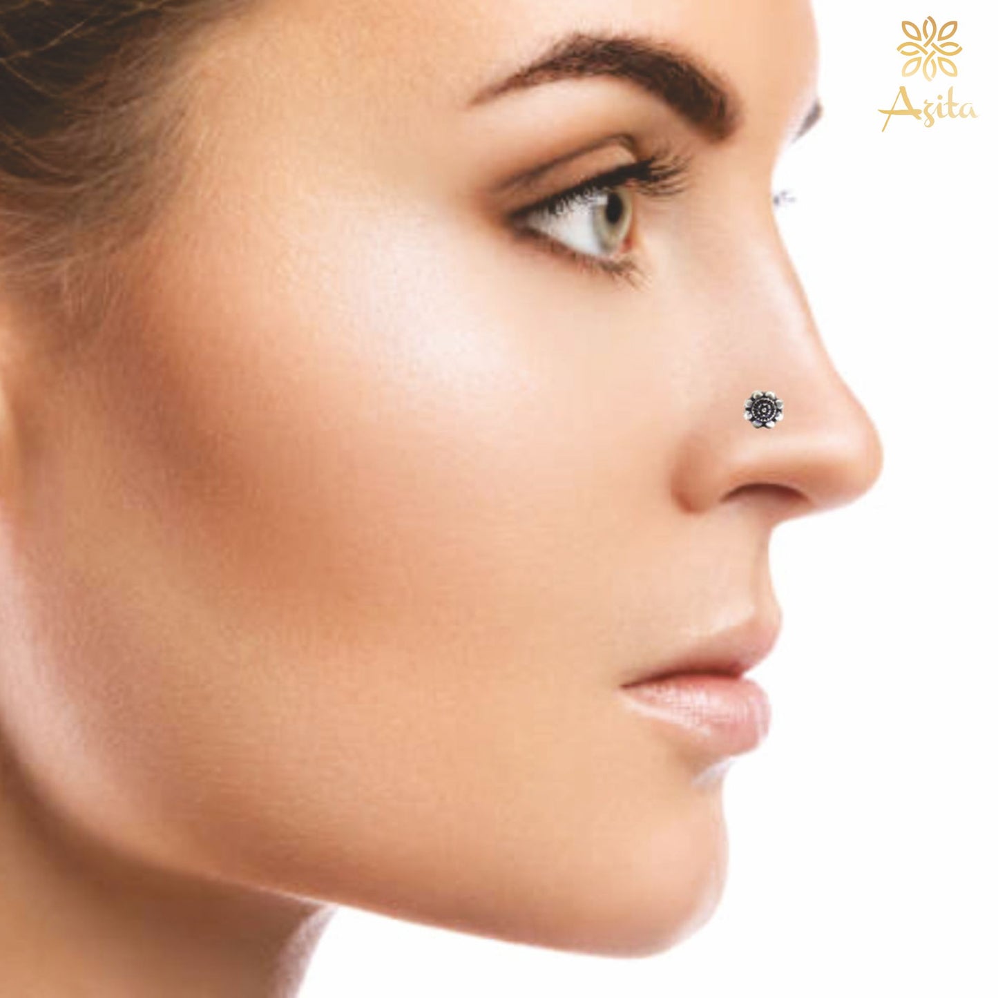 Azita 925 Sterling Silver Women Nose Pin with Certificate of Authenticity and Hallmark. (Bohemian 13)