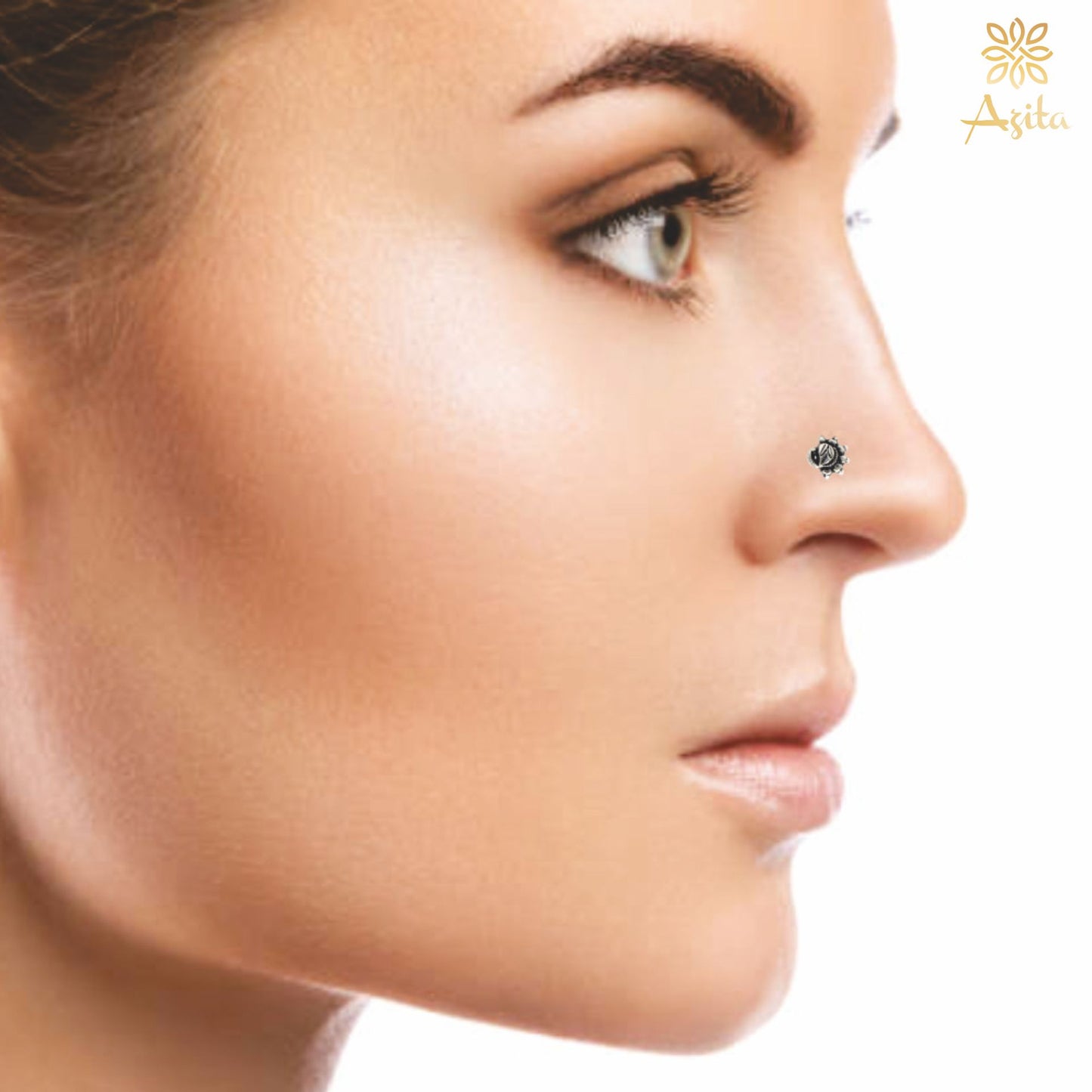 Azita 925 Sterling Silver Women Nose Pin with Certificate of Authenticity and Hallmark. (Bohemian 16)