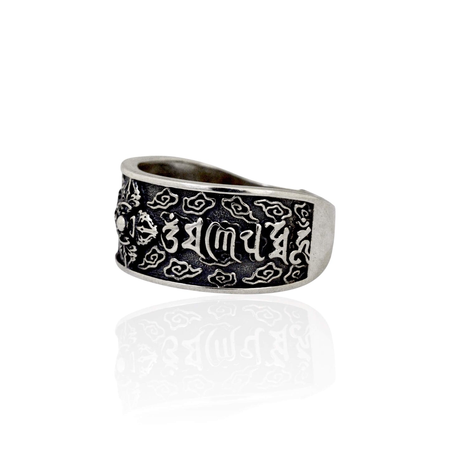 Azita 925 Sterling Silver Buddhism Mantra Ring for Men and Boys with Certificate of Authenticity and 925 Stamp.