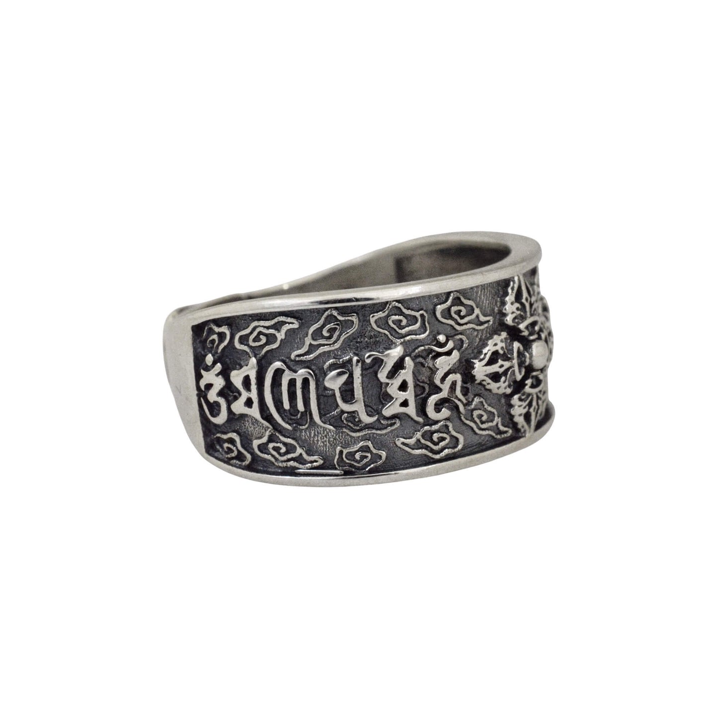 Azita 925 Sterling Silver Buddhism Mantra Ring for Men and Boys with Certificate of Authenticity and 925 Stamp.