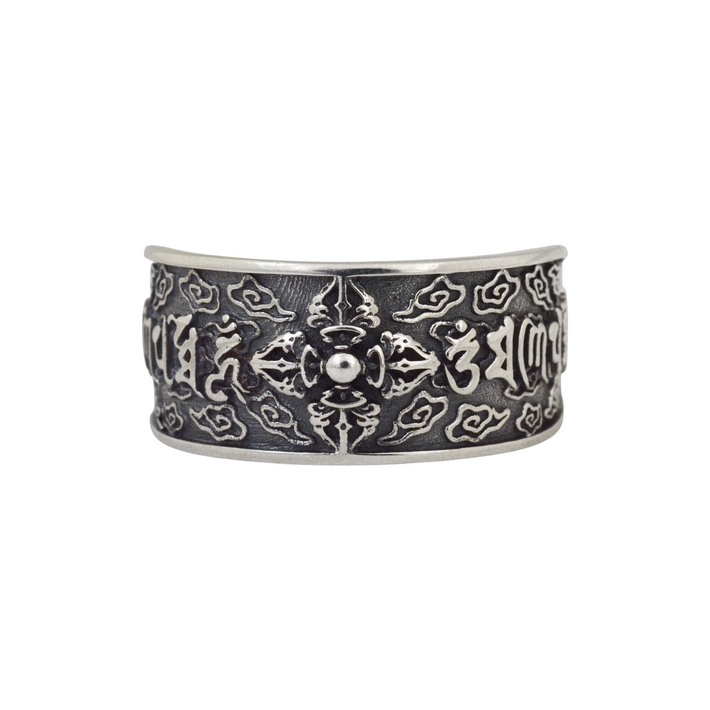 Azita 925 Sterling Silver Buddhism Mantra Ring for Men and Boys with Certificate of Authenticity and 925 Stamp.