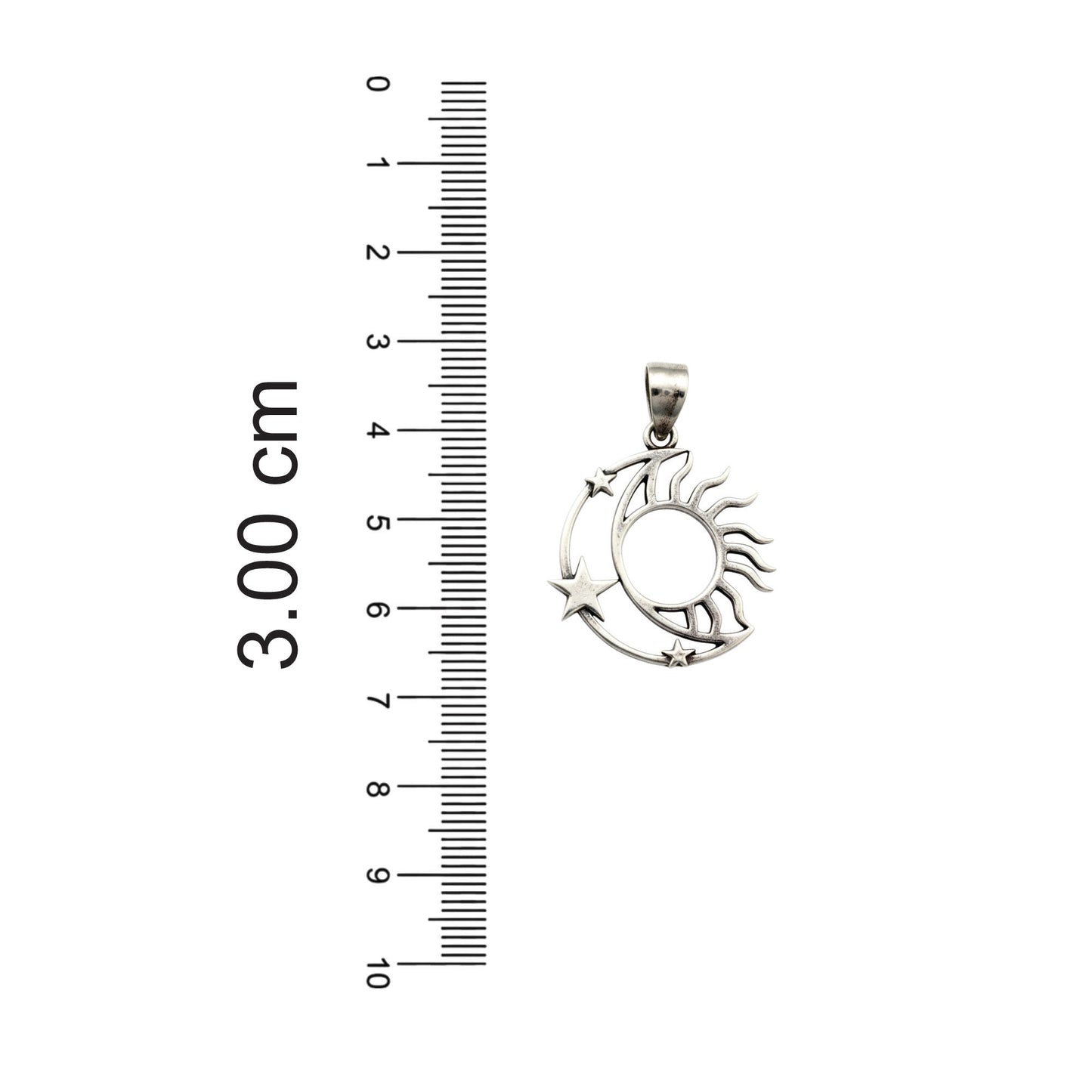 Azita 925 Sterling Silver Sun, Moon and Star Pendant for Men, Women and Kids without chain with Certificate of Authenticity and BIS Hallmark