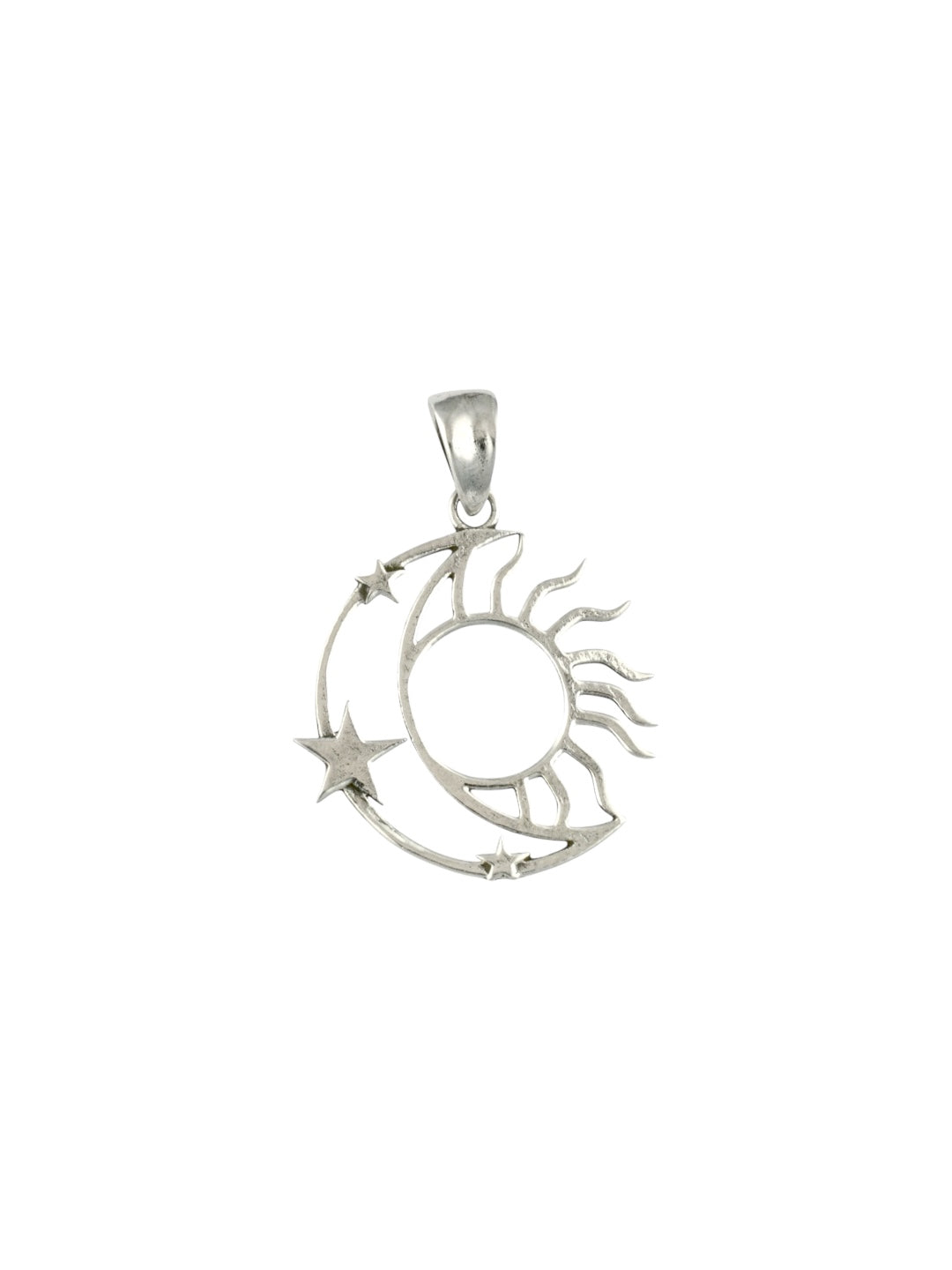 Azita 925 Sterling Silver Sun, Moon and Star Pendant for Men, Women and Kids without chain with Certificate of Authenticity and BIS Hallmark