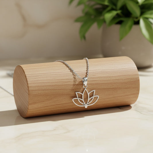 Azita 925 Sterling Silver Lotus Pendant for Women and Girls without chain with Certificate of Authenticity and BIS Hallmark.
