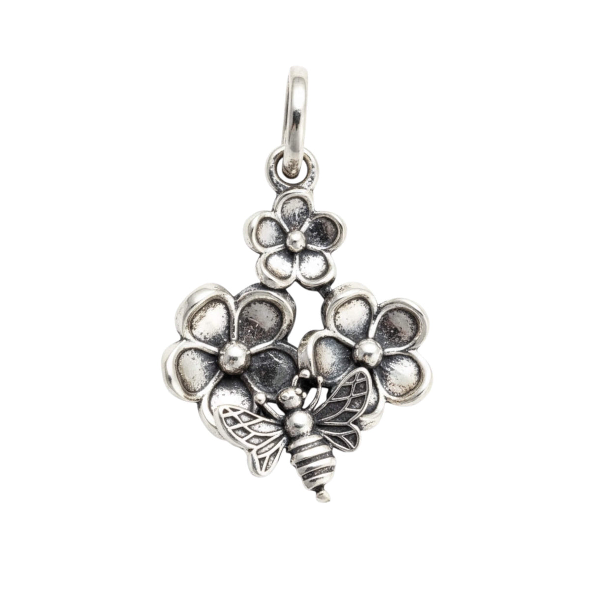 Azita 925 Sterling Silver Flower with bee Pendant for Women and Girls Without Chain with Certificate of Authenticity and BIS Hallmark