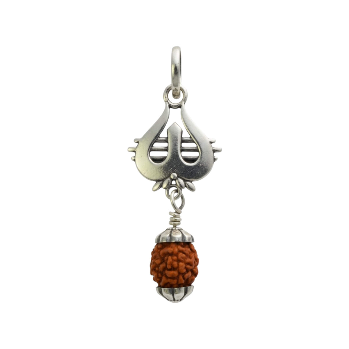 Azita 925 Sterling Silver Trishul With Brown Rudraksha Pendant for Men and Women Without Chain with Certificate of Authenticity and BIS Hallmark