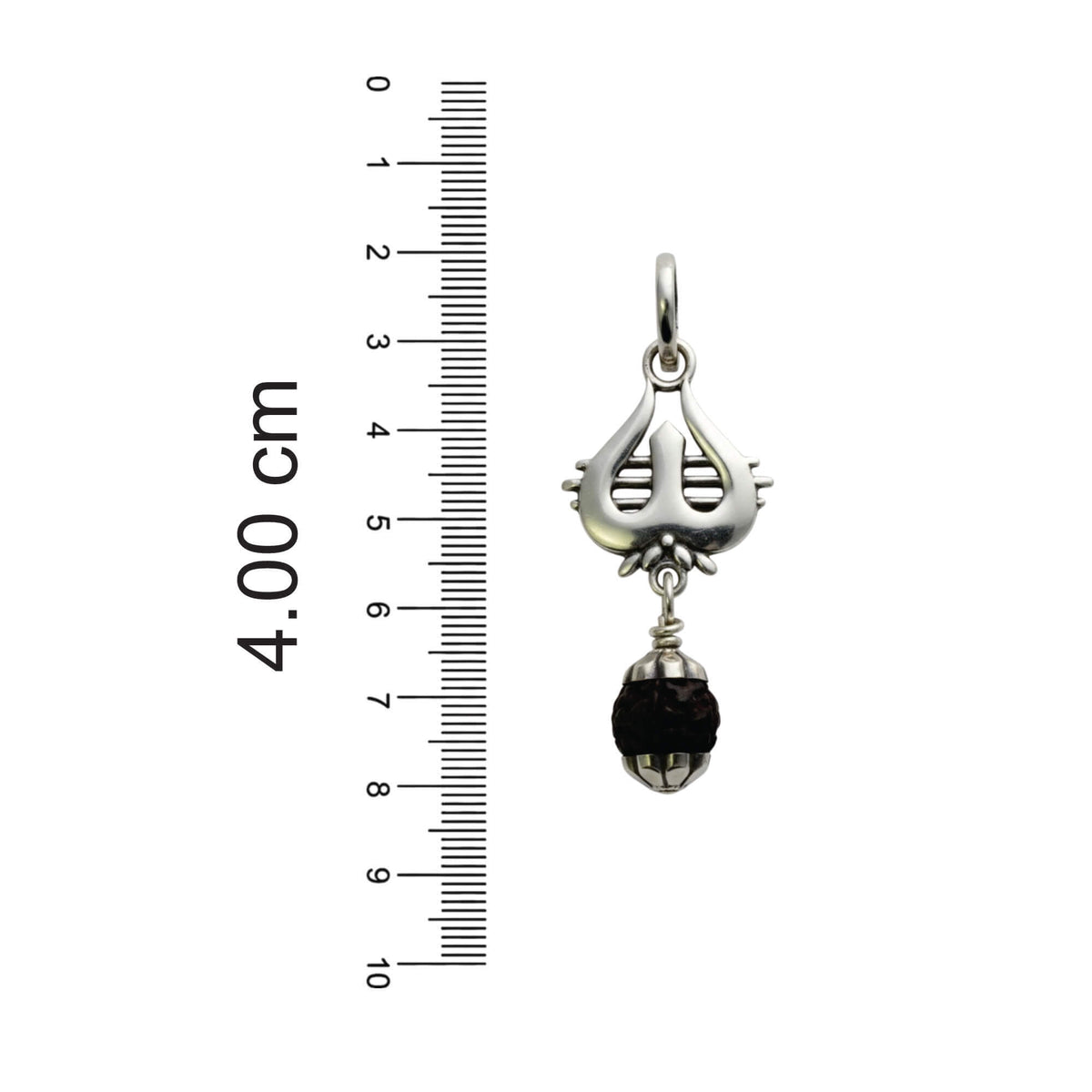 Azita 925 Sterling Silver Trishul With Black Rudraksha Pendant for Men and Women Without Chain with Certificate of Authenticity and BIS Hallmark