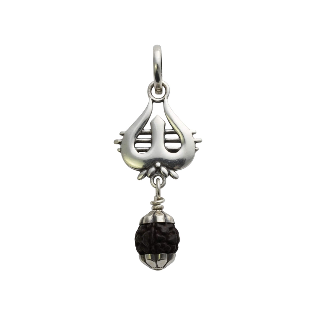 Azita 925 Sterling Silver Trishul With Black Rudraksha Pendant for Men and Women Without Chain with Certificate of Authenticity and BIS Hallmark