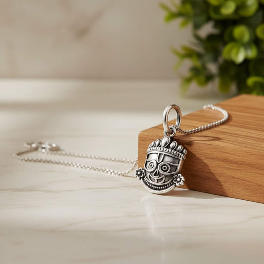 Azita 925 Sterling Silver God Krishna Pendant for Men and Women | Jagannath Ji | Without Chain with Certificate of Authenticity and BIS Hallmark.