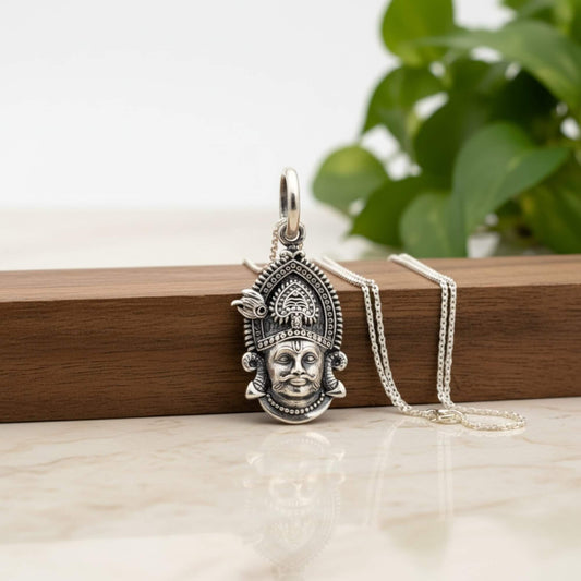 Azita 925 Sterling Silver God Khatu Shyam Ji Pendant for Men and Women Without Chain with Certificate of Authenticity and BIS Hallmark.