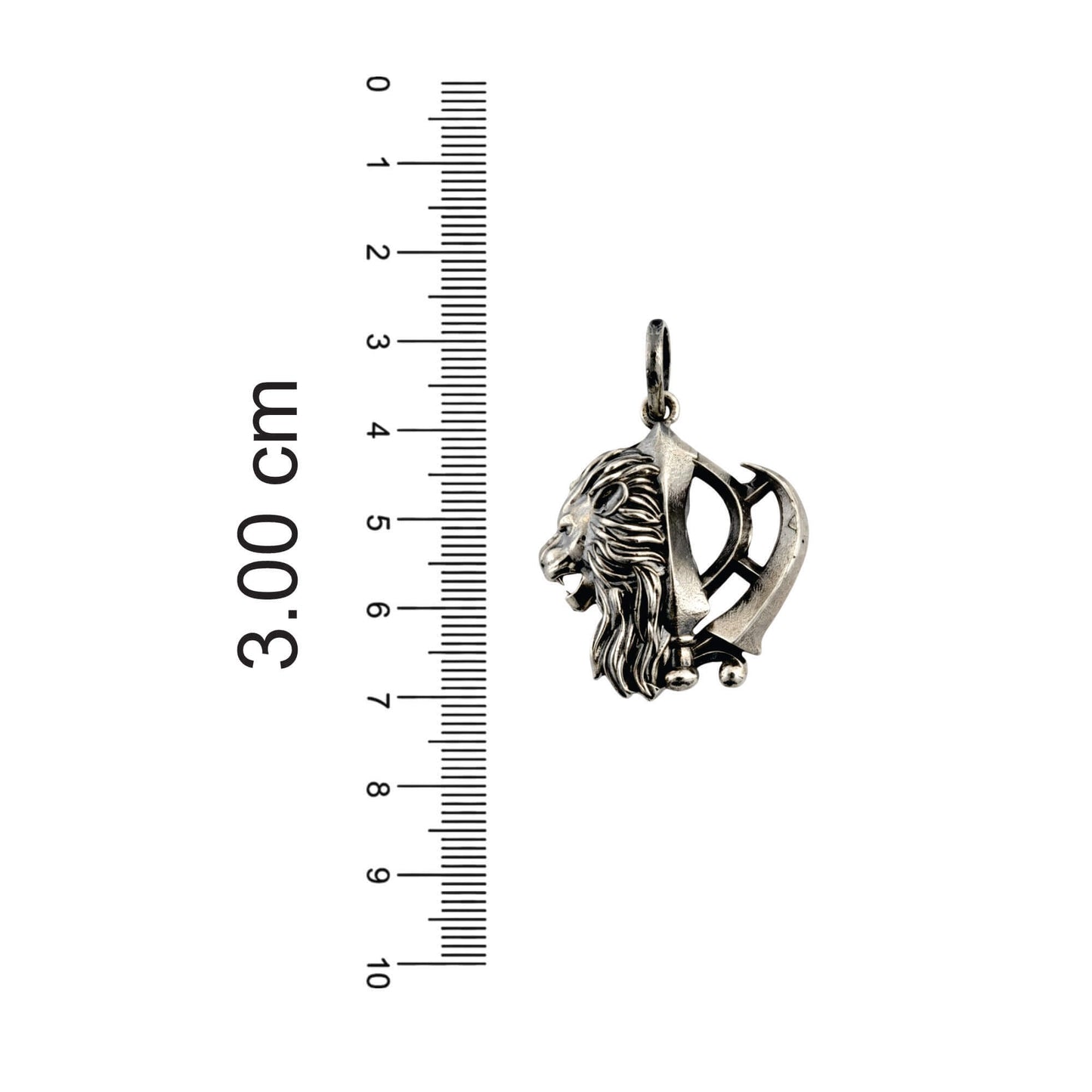 Azita 925 Sterling Silver Sikhism Khanda Pendant for Men and Women | Lion Face | Without Chain with Certificate of Authenticity and BIS Hallmark.