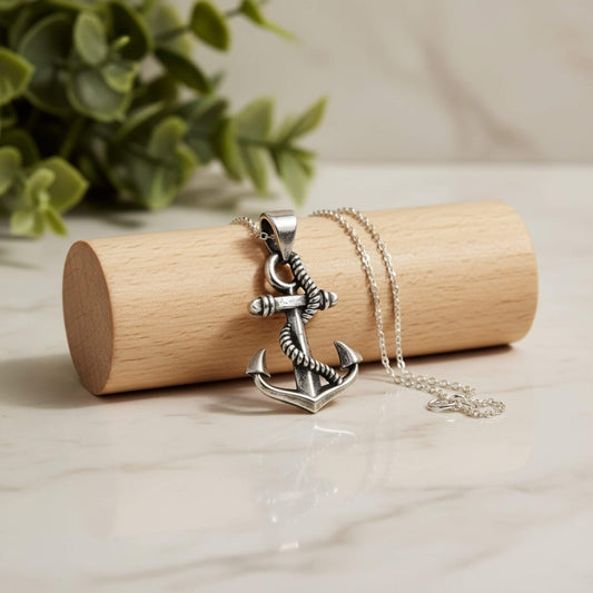 Azita 925 Sterling Silver Anchor Pendant for Men and Women Without Chain with Certificate of Authenticity and BIS Hallmark.