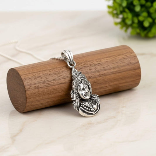 Azita 925 Sterling Silver God Ardhanarishvara Pendant for Men and Women Without Chain with Certificate of Authenticity and BIS Hallmark.