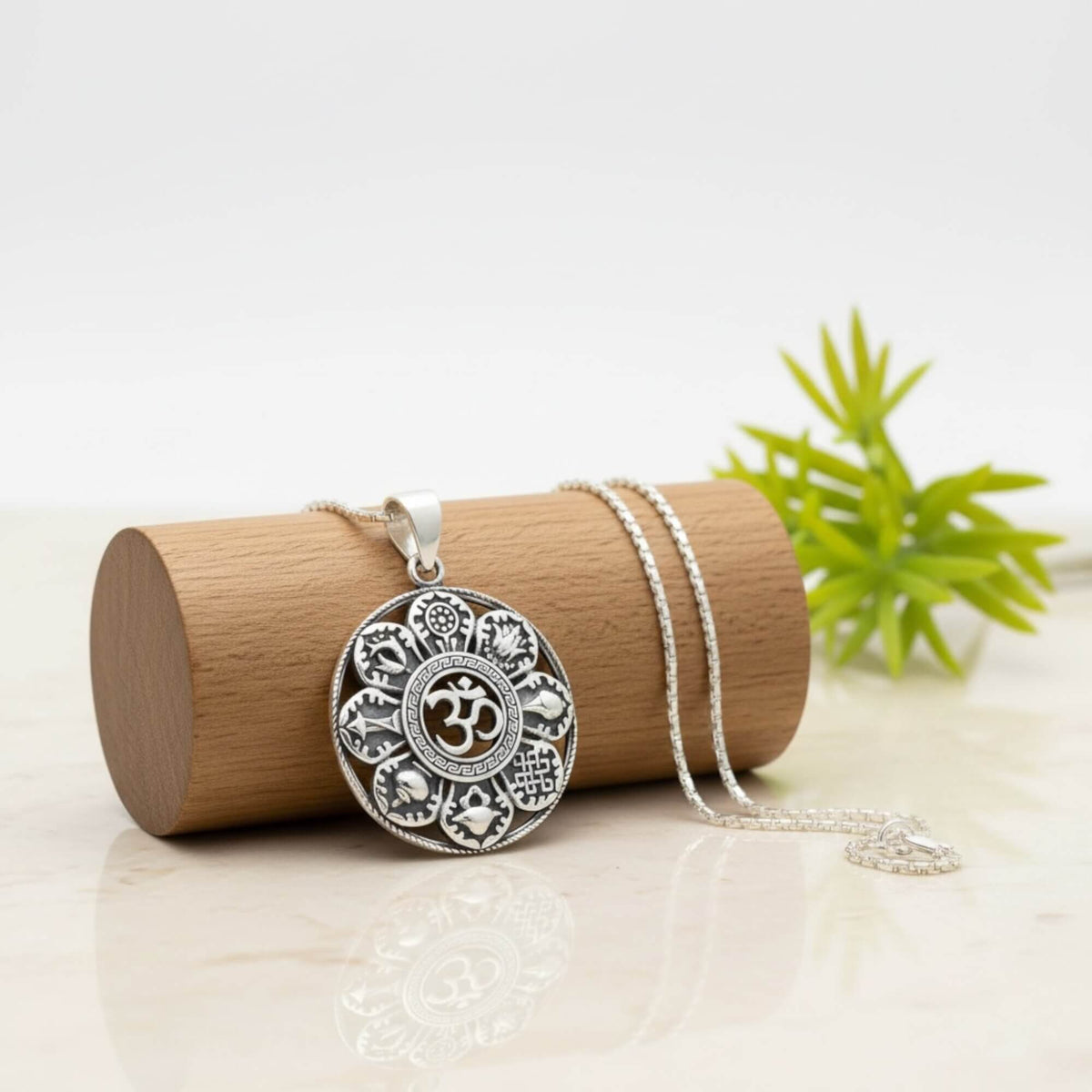 Azita 925 Sterling Silver Om Tatva Pendant for Men and Women Without Chain with Certificate of Authenticity and BIS Hallmark.