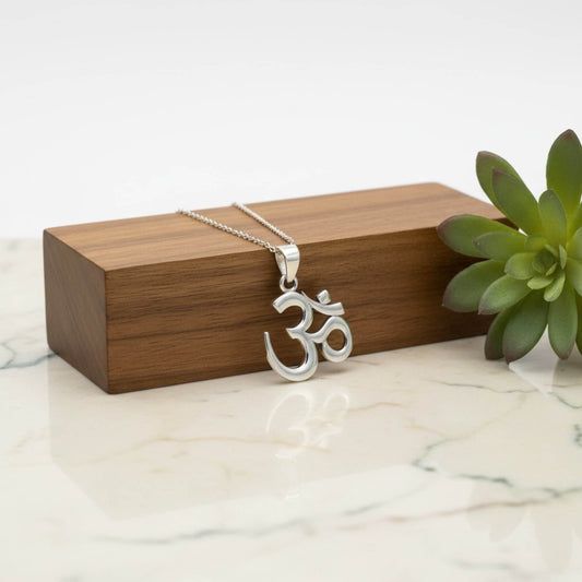 Azita 925 Sterling Silver Simple Om Pendant for Men and Women Without Chain with Certificate of Authenticity and BIS Hallmark