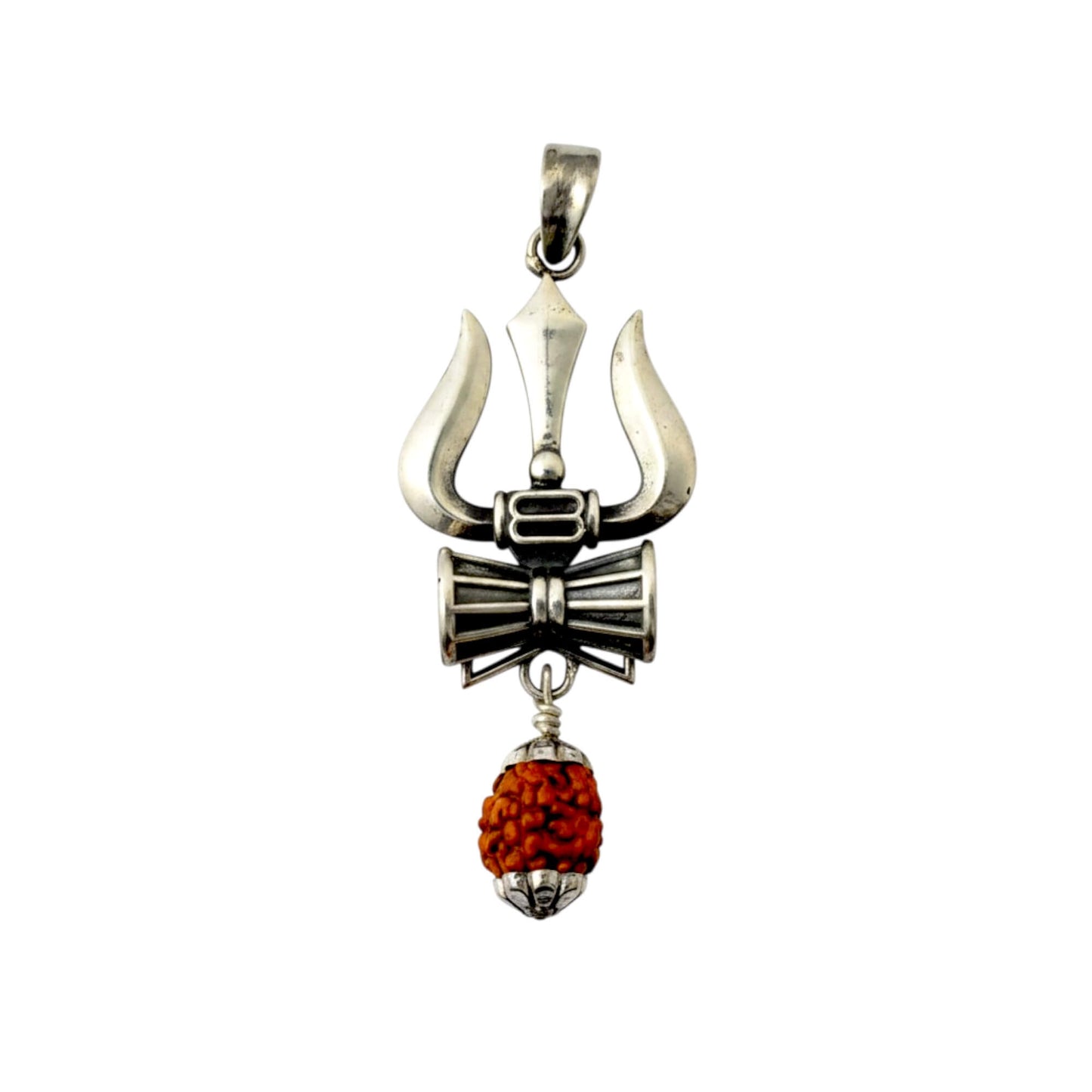 Azita 925 Sterling Silver God Shiv Trishul with 9 mm Rudraksh for Men and Women without Chain with Certificate of Authenticity and BIS Hallmark.