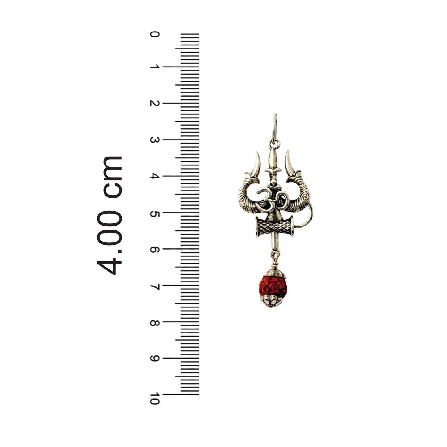 Azita 925 Sterling Silver God Shiv Trishul with Om with 8mm Brown Rudraksh Pendant for Men and Women without Chain with Certificate of Authenticity and BIS Hallmark.