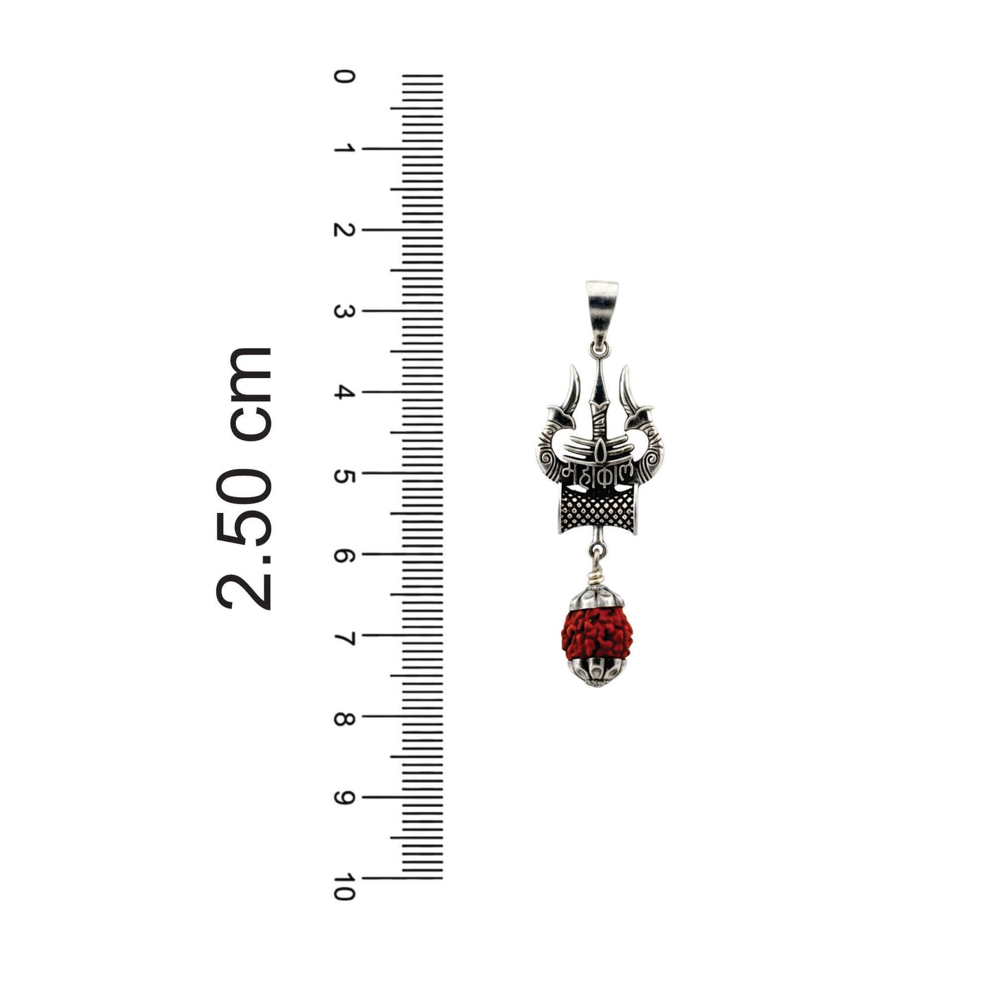 Azita 925 Sterling Silver God Mahakal Shiv Trishul Pendant for Men and Women | 8mm Brown Rudraksh | Without Chain with Certificate of Authenticity and BIS Hallmark.