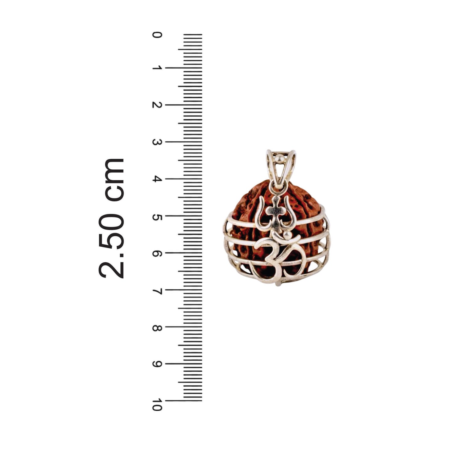 Azita 925 Sterling Silver Om Pendant for Men and Women | 14mm 5 Mukhi Rudraksh| Without Chain with Certificate of Authenticity and BIS Hallmark.