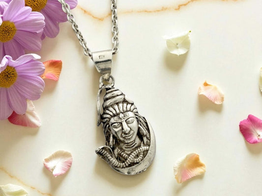 Azita 925 sterling silver God Shiv Pendant large for Men and Women without chain with Certificate of Authenticity and BIS Hallmark.