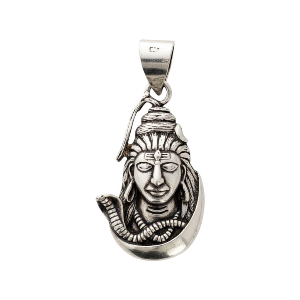 Azita 925 sterling silver God Shiv Pendant large for Men and Women without chain with Certificate of Authenticity and BIS Hallmark.
