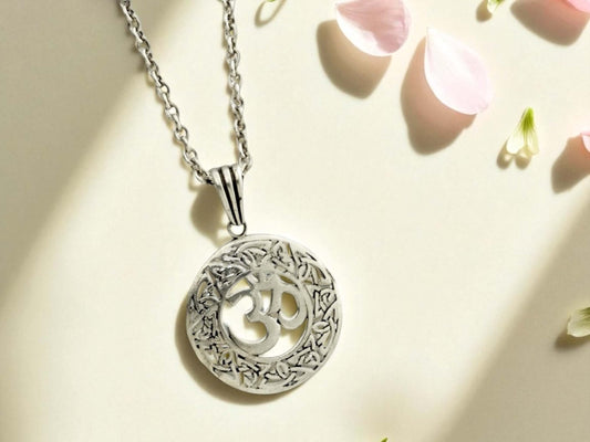 Azita 925 Sterling Silver Om Pendant for Men and Women without chain with Certificate of Authenticity| Serenity Om|