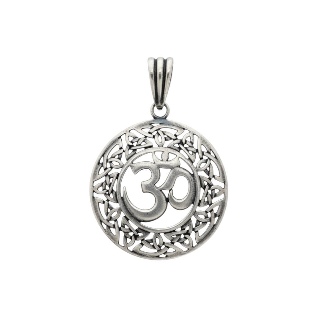 Azita 925 Sterling Silver Om Pendant for Men and Women without chain with Certificate of Authenticity| Serenity Om|