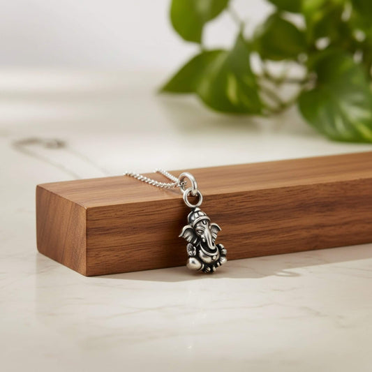 Azita 925 Sterling Silver God Ganesh Pendant for Men and Women without chain with Certificate of Authenticity and 925 Stamp