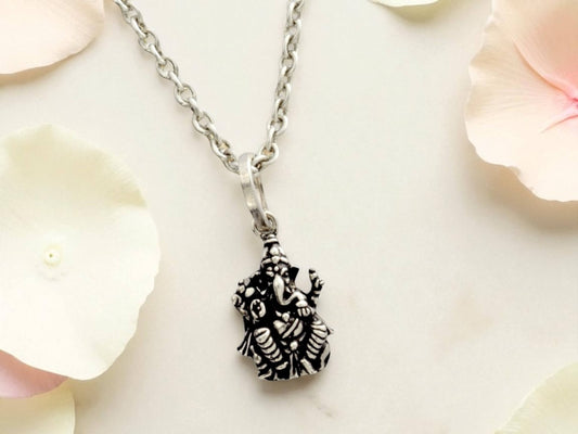 Azita 925 Sterling Silver God Ganesh Pendant for Men and Women without chain with Certificate of Authenticity and 925 Stamp