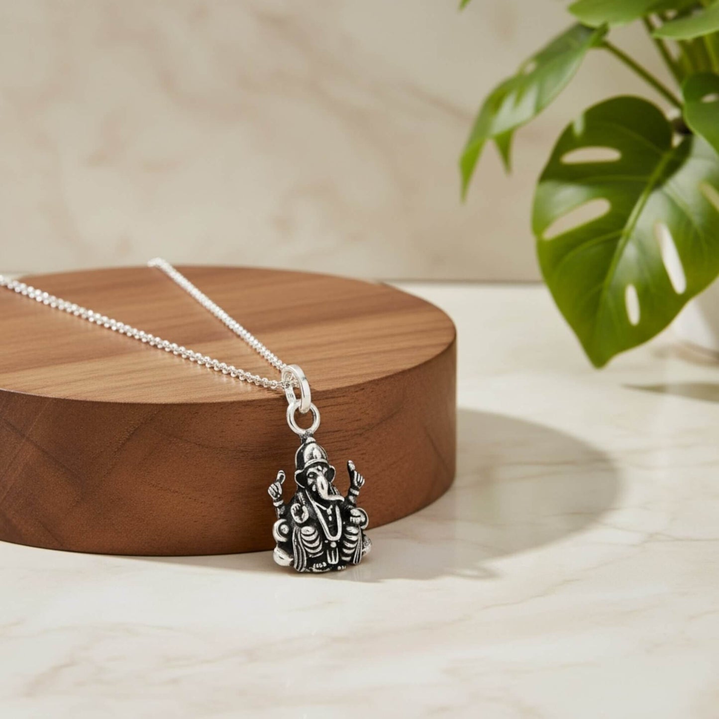 Azita 925 Sterling Silver God Ganesh Pendant for Men and Women without chain with Certificate of Authenticity and 925 Stamp