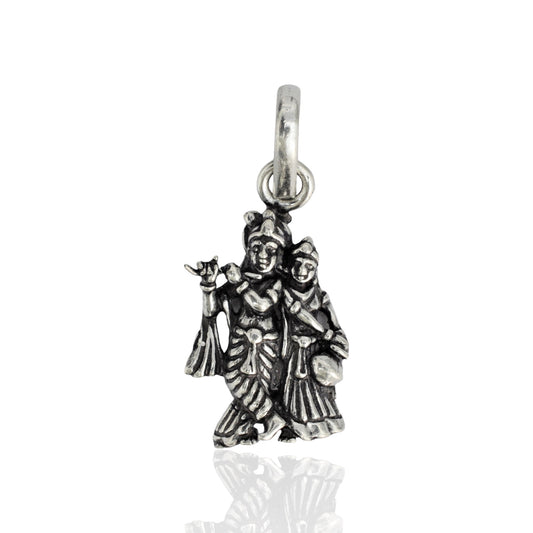 Azita 925 Sterling Silver God Radha Krishna Pendant for Men and Women without chain with Certificate of Authenticity and 925 Stamp