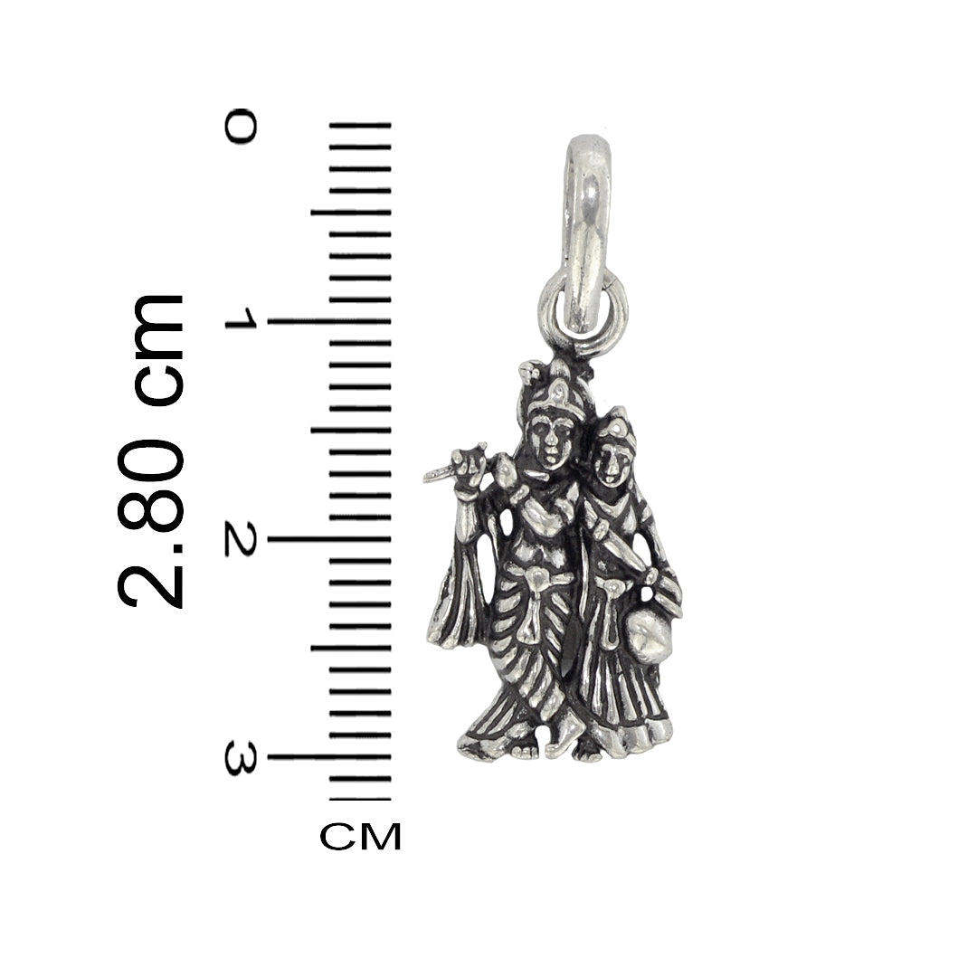 Azita 925 Sterling Silver God Radha Krishna Pendant for Men and Women without chain with Certificate of Authenticity and 925 Stamp