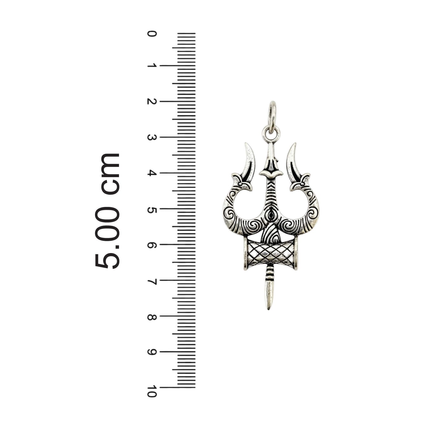 Azita 925 Sterling Silver God Shiv Trishul with damru Pendant big for Men and Women without chain with Certificate of Authenticity and 925 Stamp