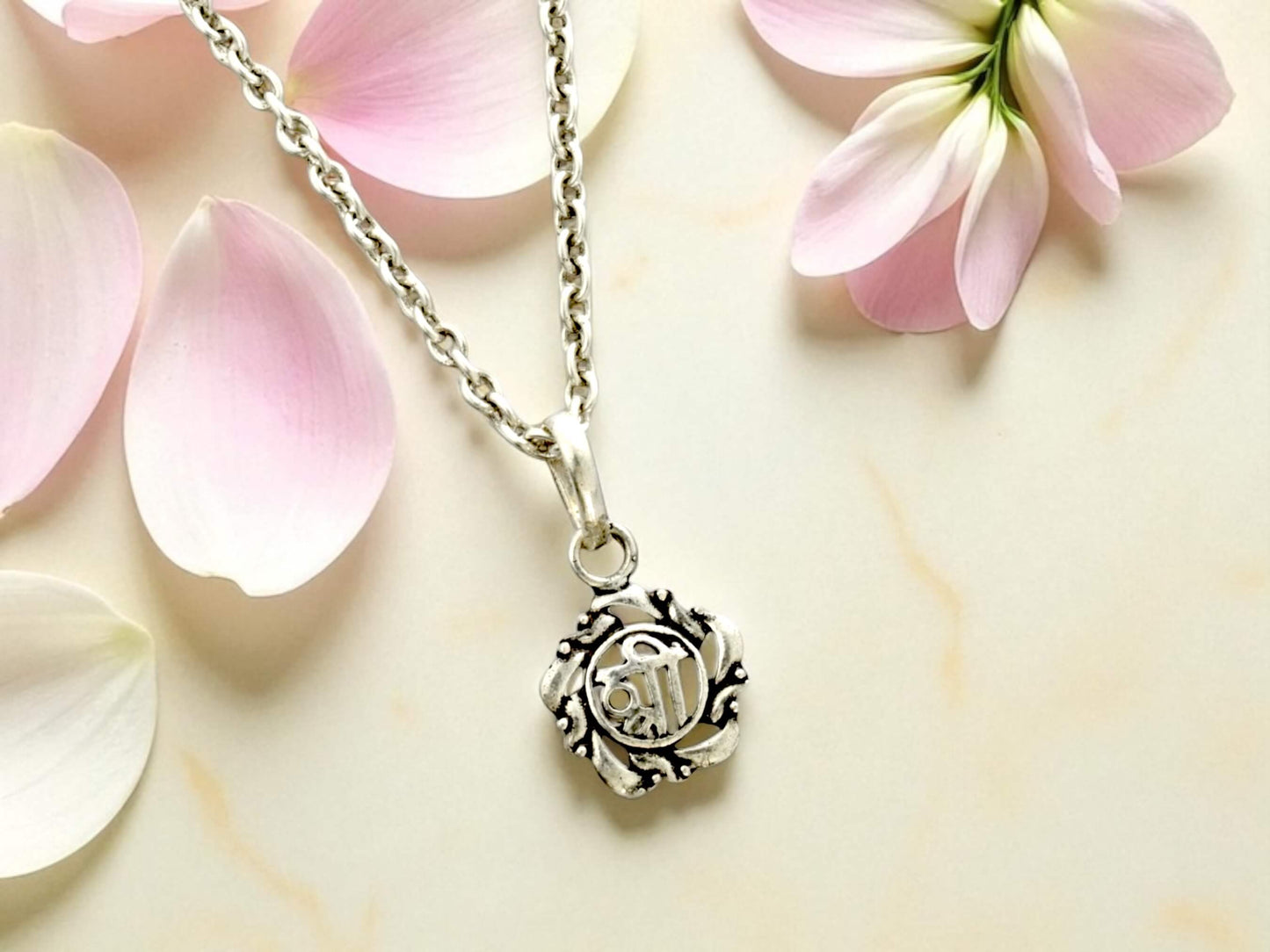 Azita 925 Sterling Silver Religious Shree pendant for Men and Women without chain with Certificate of Authenticity and 925 Stamp
