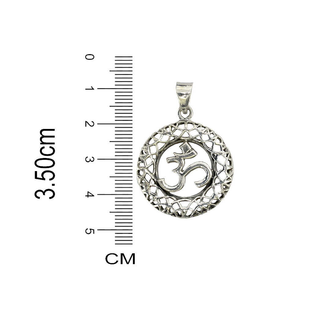 Azita 925 Sterling Silver Divine Om Pendant for Men and Women | Om with Jali Small | Without Chain | with Certificate of Authenticity and BIS Hallmark.