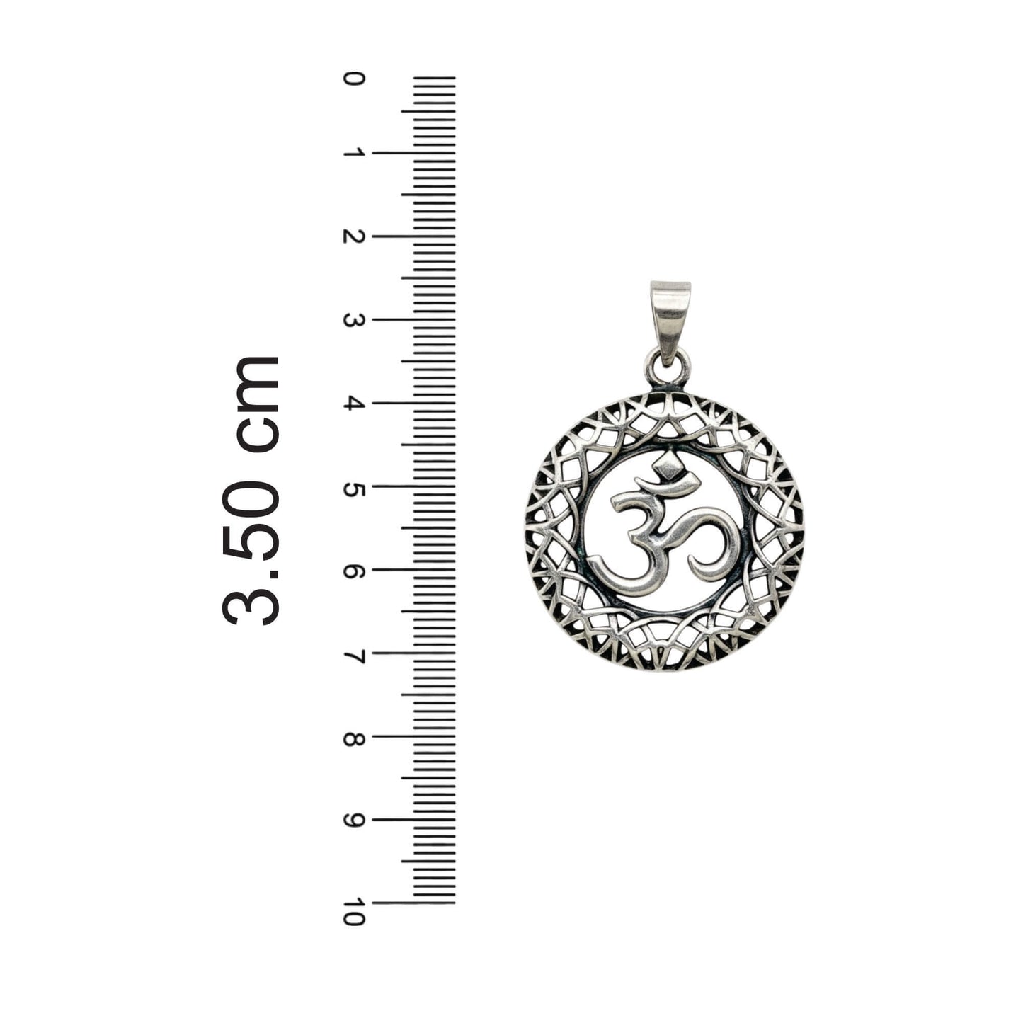 Azita 925 Sterling Silver Divine Om Pendant for Men and Women | Om with Jali Small | Without Chain | with Certificate of Authenticity and BIS Hallmark.