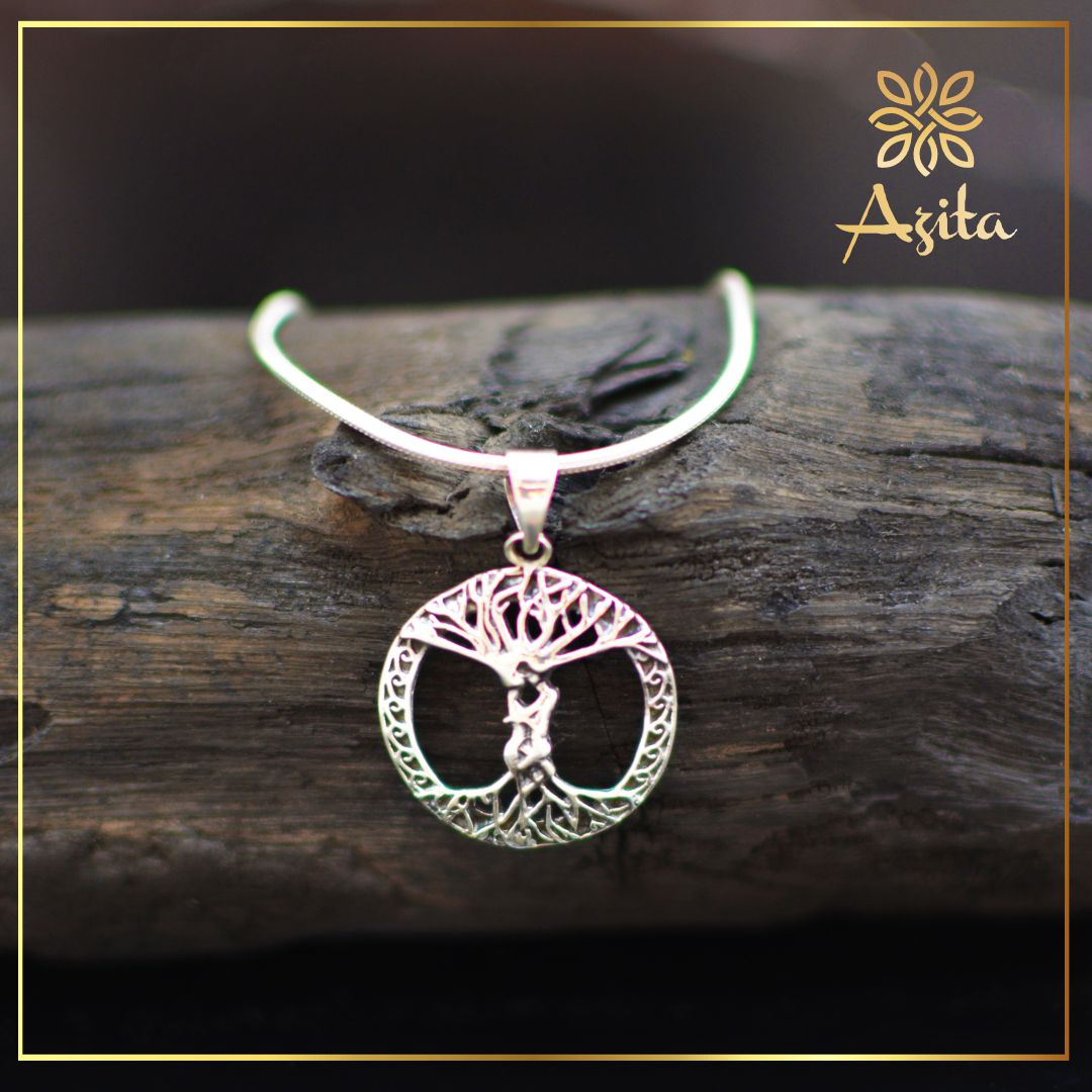 Azita 925 Sterling Silver Man and women embraced in “Tree of life” Pendant for Men and Women without chain with Certificate of Authenticity and 925 Stamp