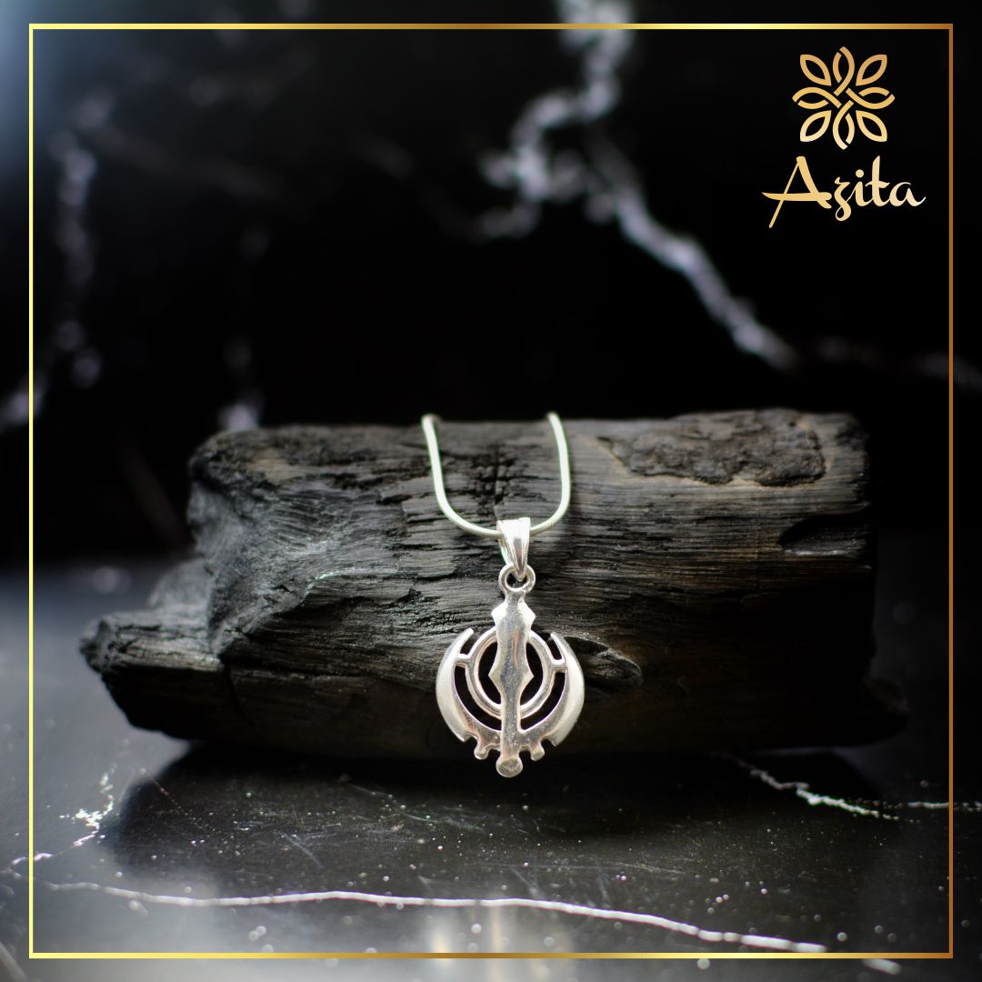 Azita 925 Sterling Silver Sikhism Khanda/khalsa pendant for Men and Women without chain with Certificate of Authenticity and 925 Stamp