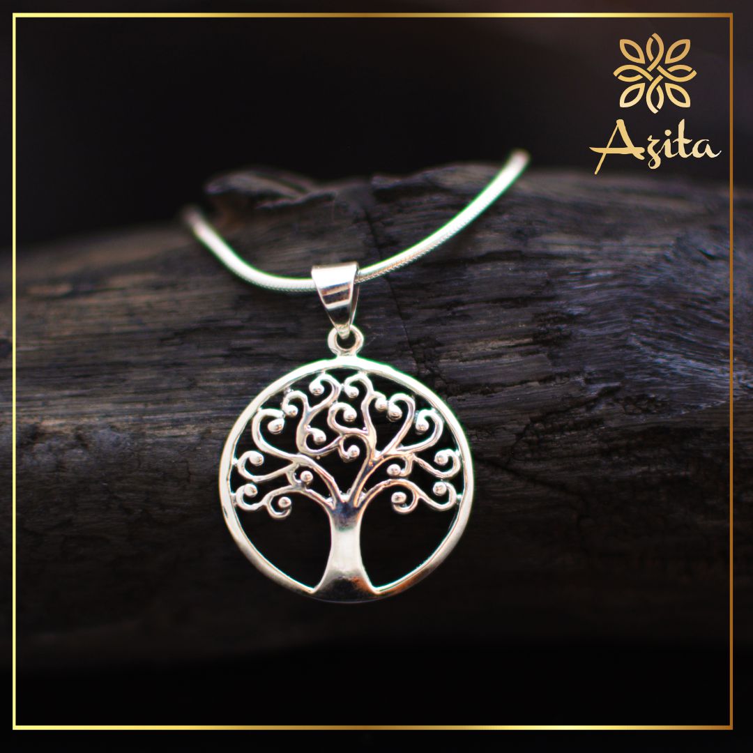 Azita 925 Sterling Silver Tree of life Pendant for Men and Women without chain with Certificate of Authenticity and 925 Stamp