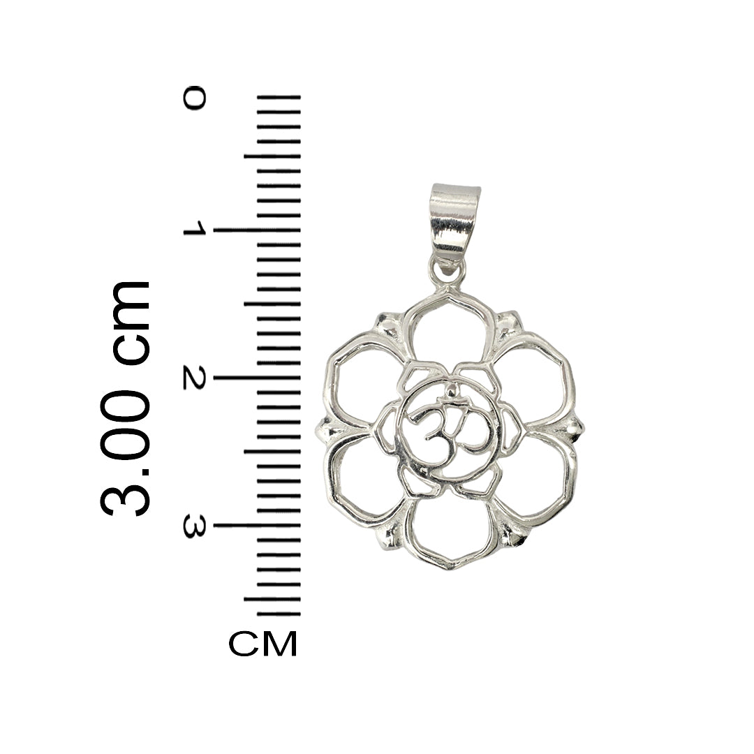 Azita 925 Sterling Silver Religious Om in flower Pendant for Men and Women without chain with Certificate of Authenticity and 925 Stamp