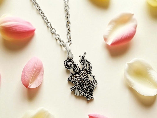 Azita 925 Sterling Silver God Krishna Pendant for Men and Women without chain with Certificate of Authenticity| Shreenathji|