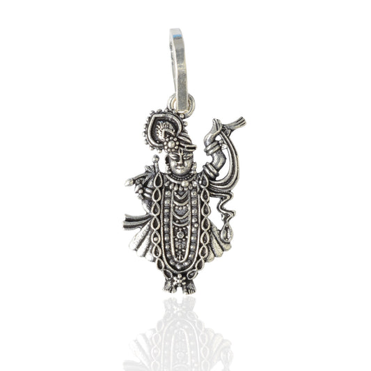 Azita 925 Sterling Silver God Krishna Pendant for Men and Women without chain with Certificate of Authenticity| Shreenathji|