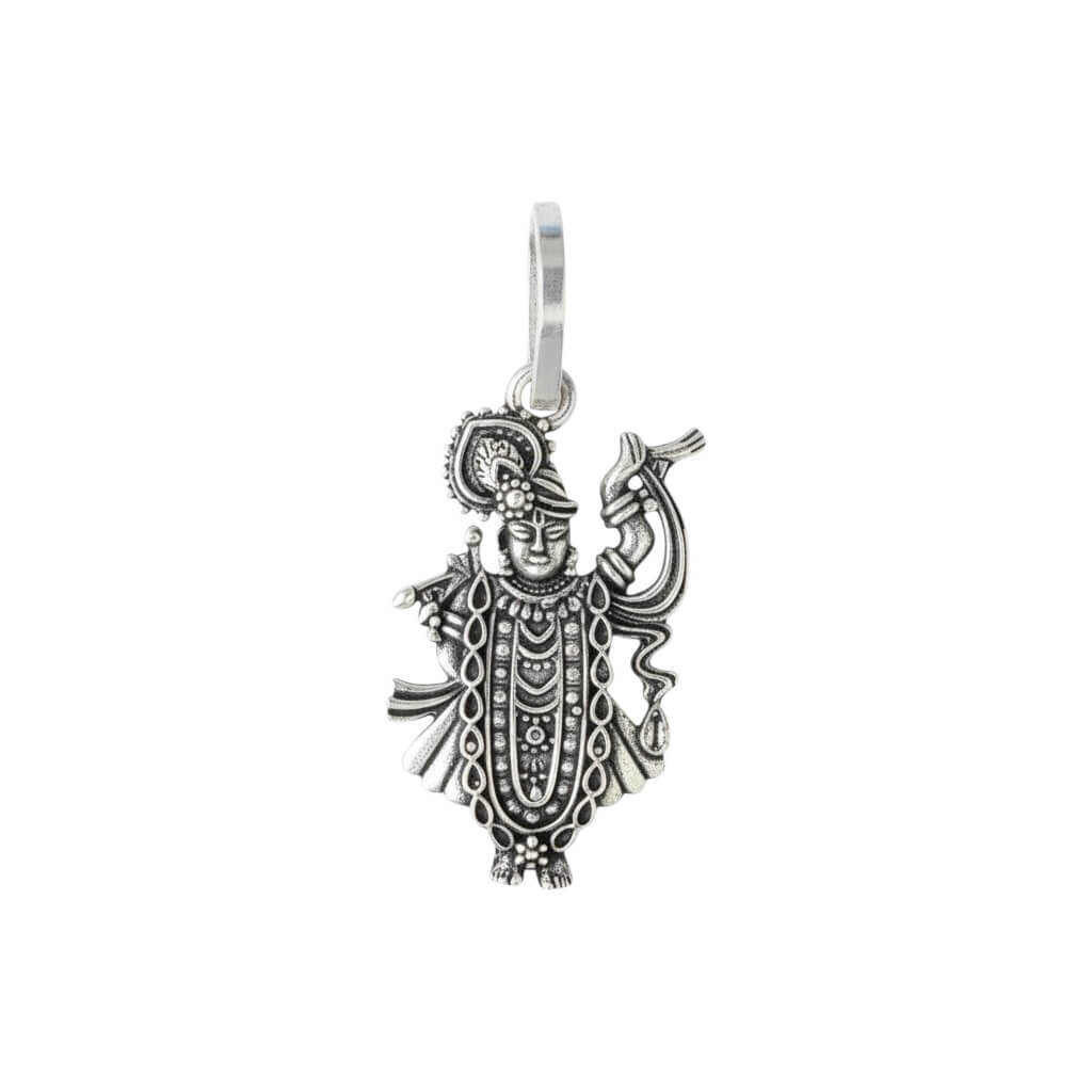 Azita 925 Sterling Silver God Krishna Pendant for Men and Women without chain with Certificate of Authenticity| Shreenathji|