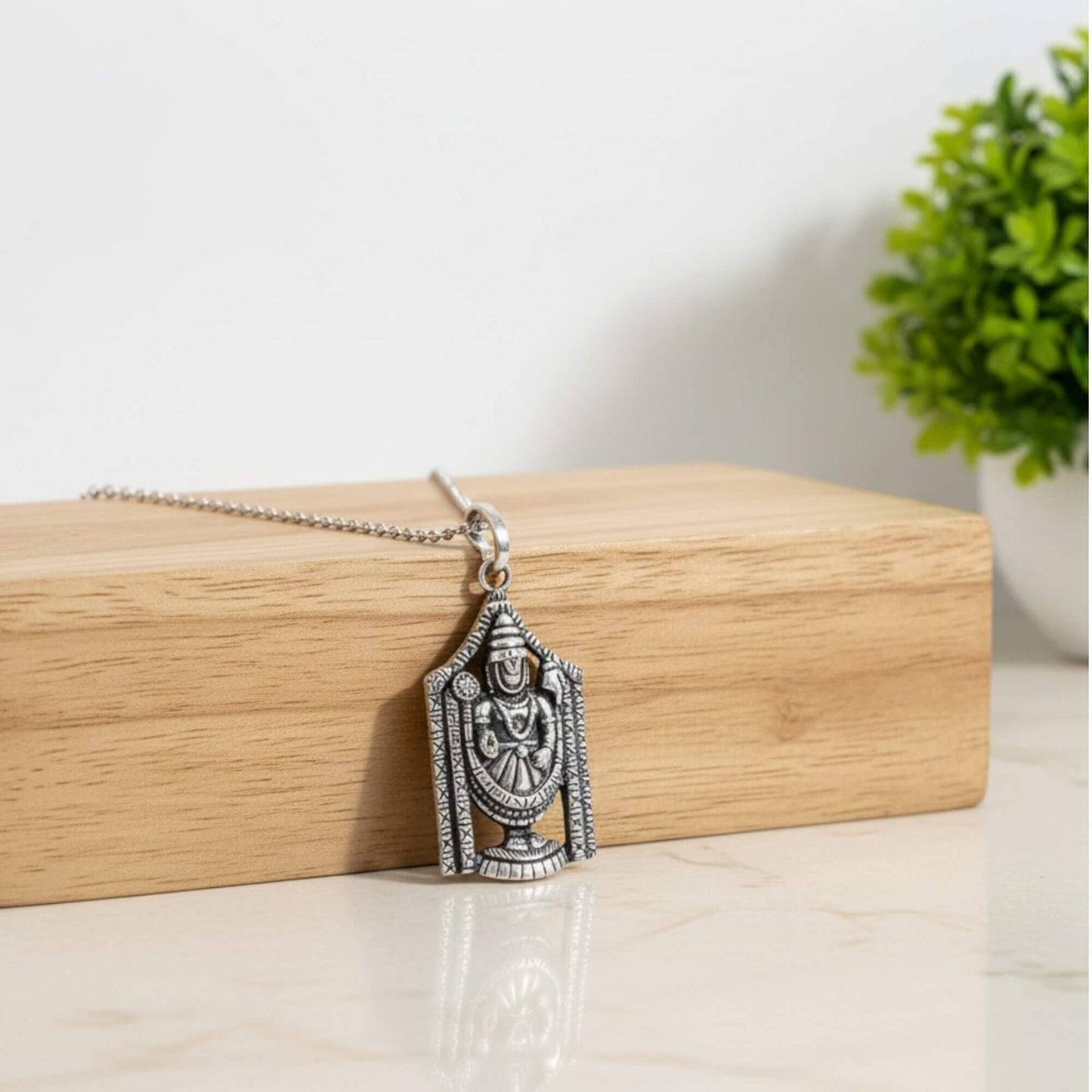 Azita 925 Sterling Silver God Tirupati Bala Ji Pendant for Men and Women without chain with Certificate Of Authenticity