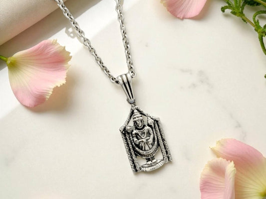 Azita 925 Sterling Silver God Tirupati Bala Ji Pendant for Men and Women without chain with Certificate Of Authenticity