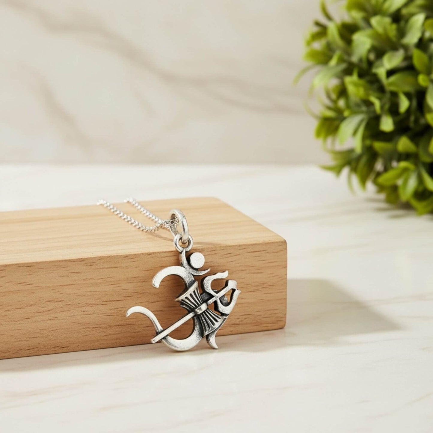 Azita 925 Sterling Silver Om Pendant for Men and Women | Om with shiv trishul| without chain| with Certificate of Authenticity and 925 Stamp.