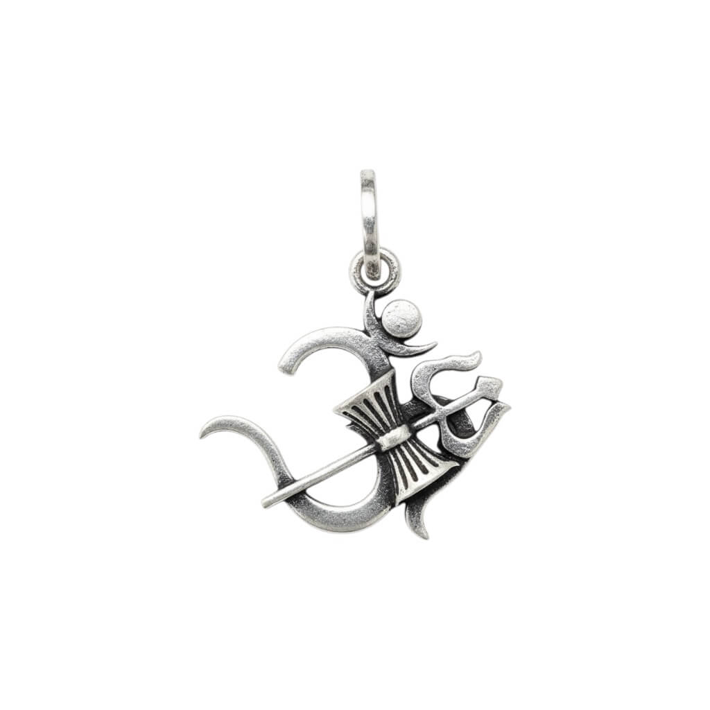 Azita 925 Sterling Silver Om Pendant for Men and Women | Om with shiv trishul| without chain| with Certificate of Authenticity and 925 Stamp.