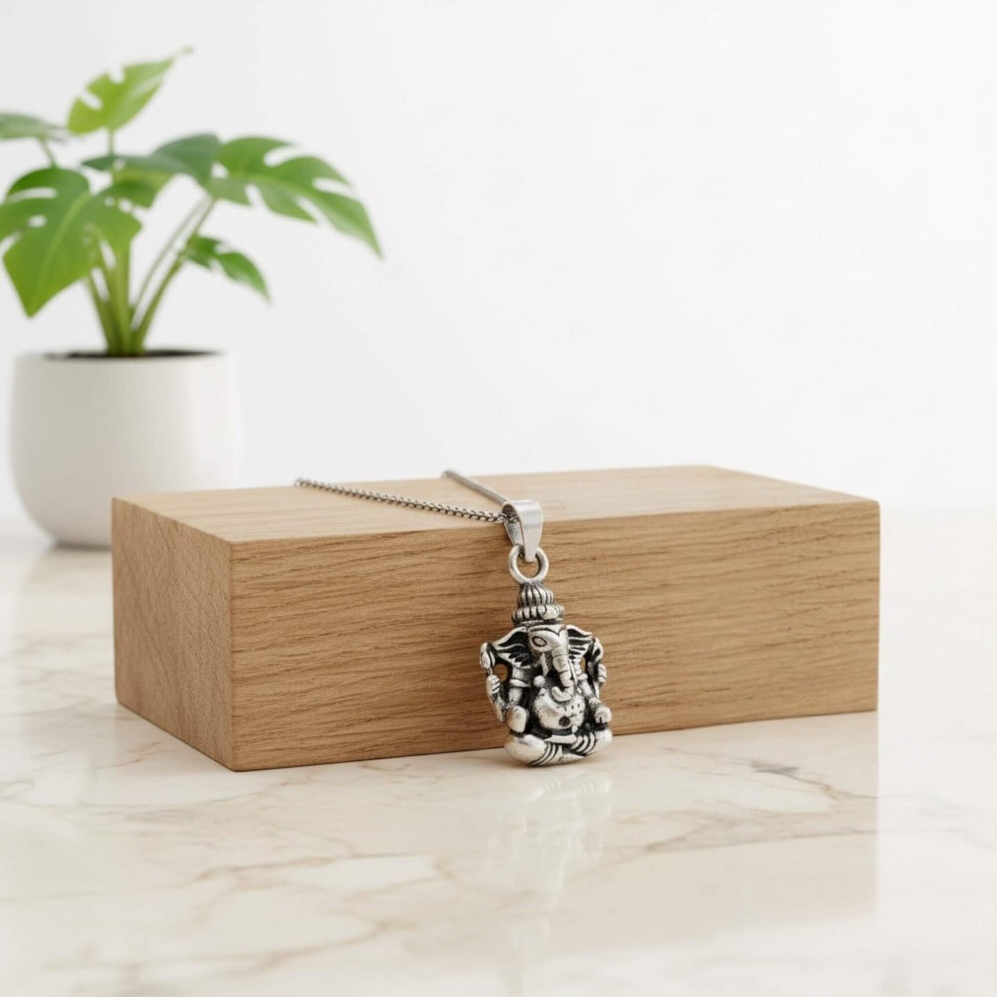 Azita 925 Sterling Silver God Ganesh Pendant for Men and Women |Bheema| without chain with Certificate of Authenticity and 925 Stamp