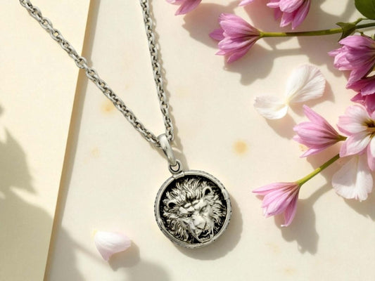 Azita 925 Sterling Silver Lion Face Pendant for Men and Women without chain with Certificate of Authenticity and 925 Stamp